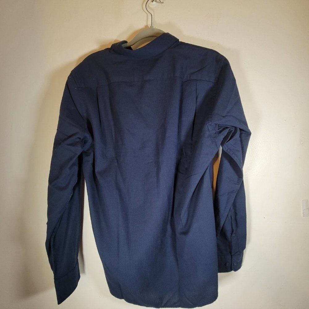 Amazon Mens Navy Blue Goodthread Standard Fit Ripstop Dobby Button Up Shirt M - Picture 9 of 9
